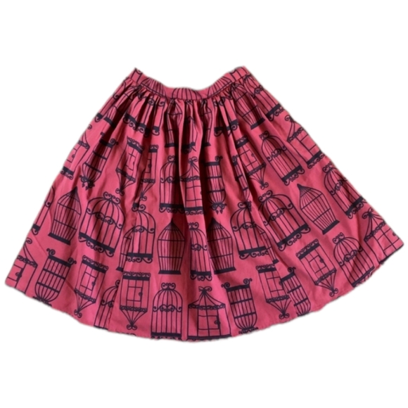 Eshakti Birdcage Skirt Women's XL Maroon Vintage Ruched Flare Knee-Length - Picture 2 of 6